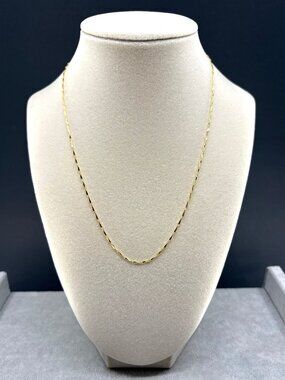 18K Yellow Gold Plated 999 Silver 1mm Melon Seed Chain Necklace 45cm 2.09g